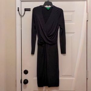dip Black "V" Neck Long-sleeved Maxi Dress, Size XS
